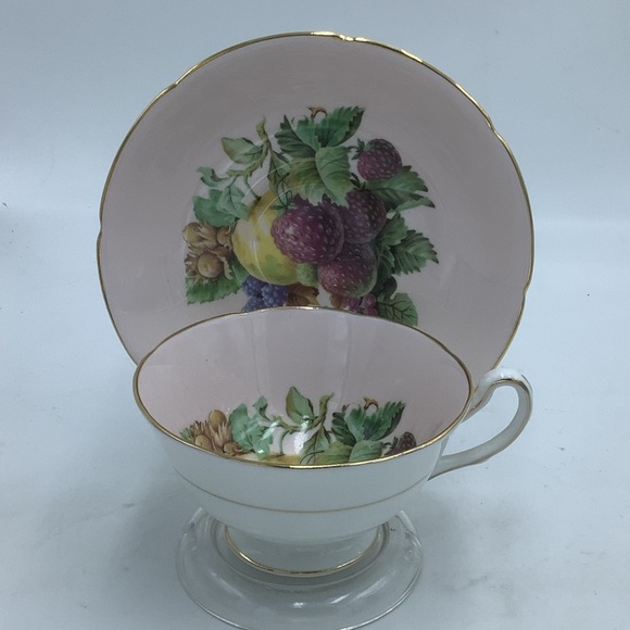 Royal Grafton England Strawberry Pale Pink Bone China Teacup and Saucer - Picture 6 of 10